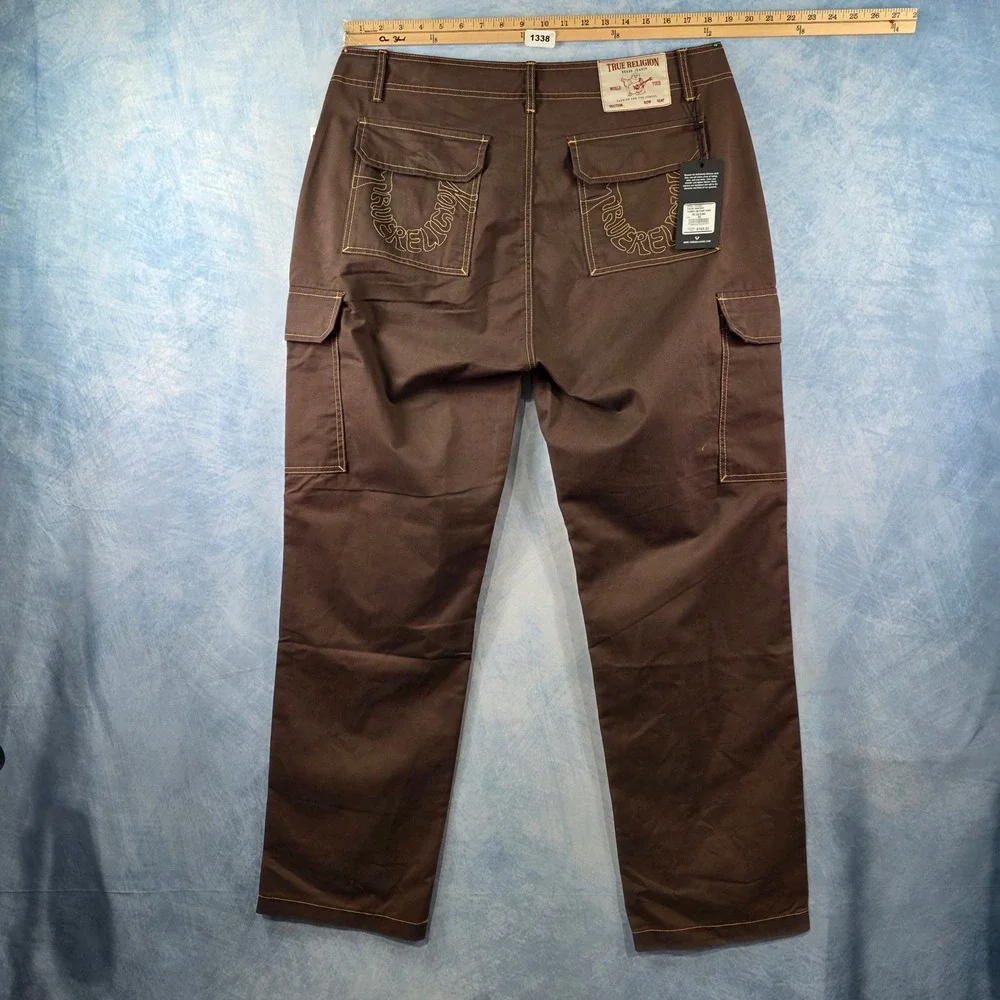 True Religion Mens‎ Bracken Cargo SN Pant EMB Brown Horseshoe Size 36 NWT